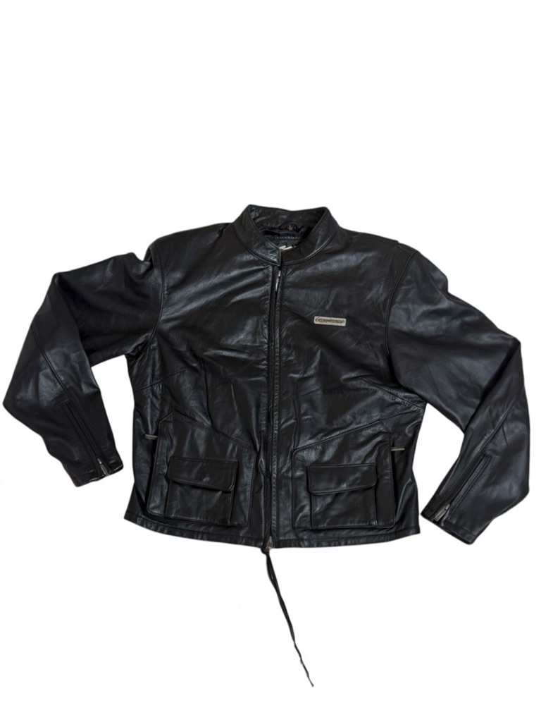 Harley Davidson Womens Black Leather Lace Up Motorcycle Jacket Large